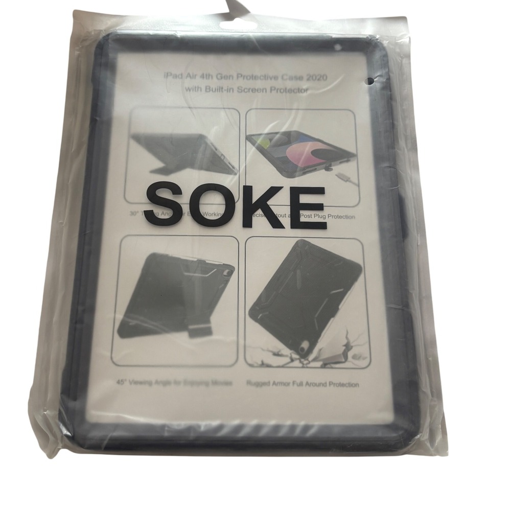 Soke iPad Air 4 Case 10.9 Navy Rugged Armor Screen Protector Kickstand NEW